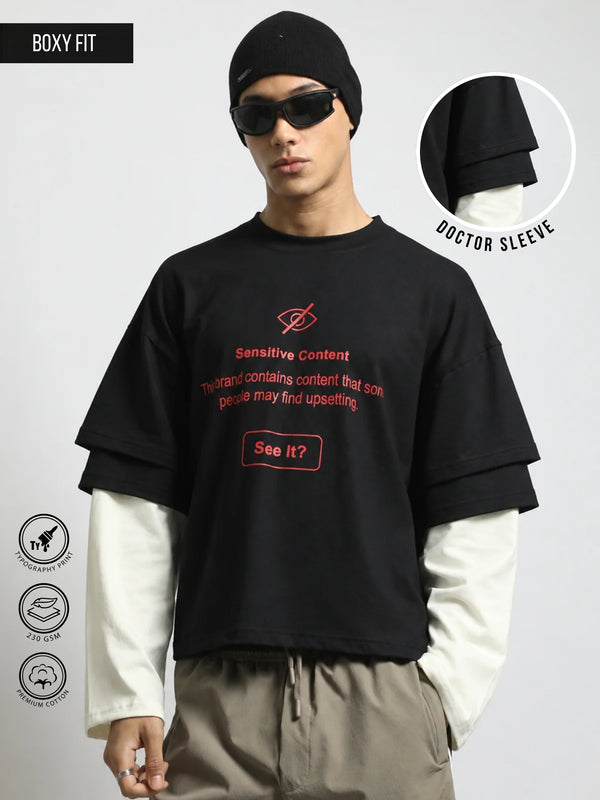 Sensitive Black, Cream Doctor Sleeve T-Shirt