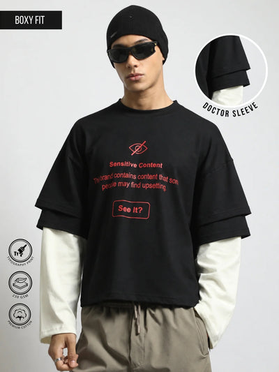 Sensitive Black, Cream Doctor Sleeve T-Shirt