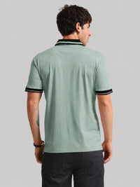 Aqua Green Contrast Half Sleeve Polo T-Shirt