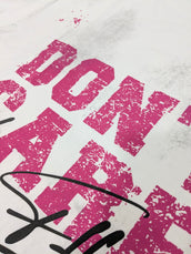 Don't Care White, Pink Half Sleeve T-Shirt