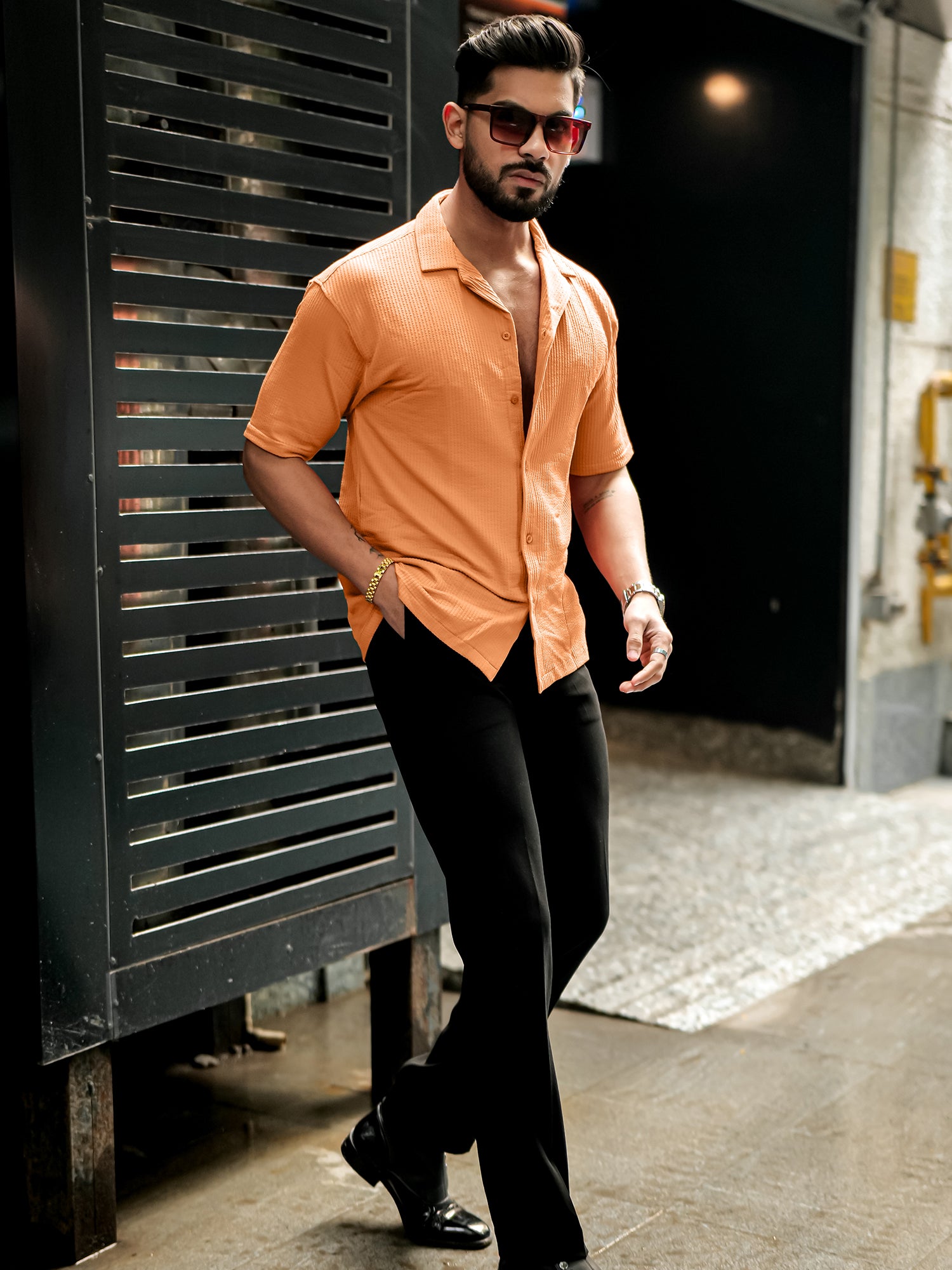 Elliot Knit Orange Lycra Shirt