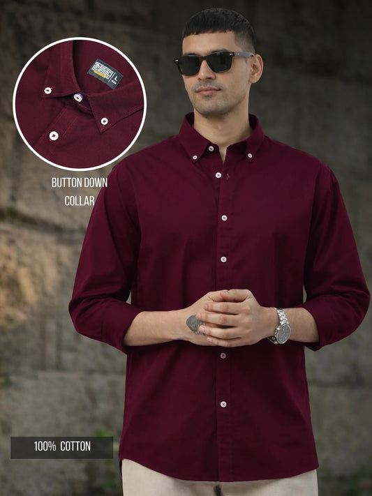 Soft Twill Maroon Full Sleeve Shirt