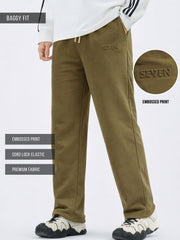 Khaki Embossed Baggy Fit Trackpant