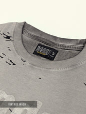 Washed Days Print Grey Half Sleeve T-Shirt