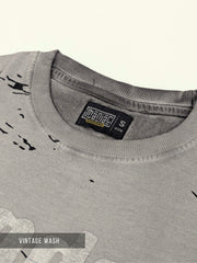 Washed Days Print Grey Half Sleeve T-Shirt