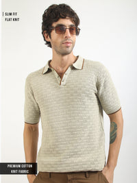 Biscuit Toasted Waffle Flat-Knit Half Sleeve Polo T-Shirt