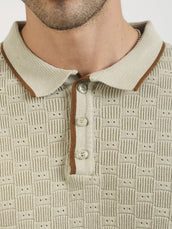 Biscuit Toasted Waffle Flat-Knit Half Sleeve Polo T-Shirt