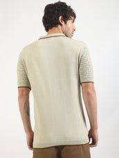 Biscuit Toasted Waffle Flat-Knit Half Sleeve Polo T-Shirt