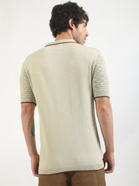 Biscuit Toasted Waffle Flat-Knit Half Sleeve Polo T-Shirt