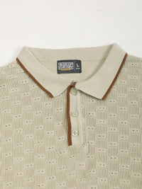Biscuit Toasted Waffle Flat-Knit Half Sleeve Polo T-Shirt