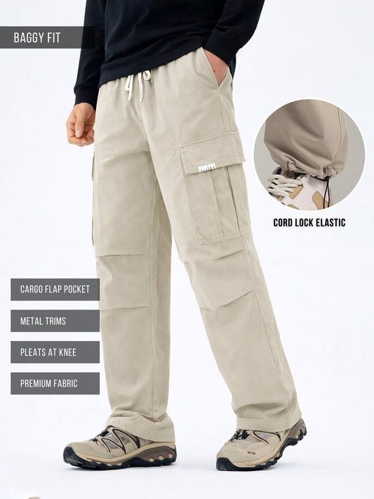 Twin Fold Pocket Grey Baggy Fit Cargo