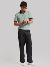 Aqua Green Contrast Half Sleeve Polo T-Shirt