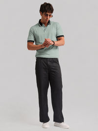 Aqua Green Contrast Half Sleeve Polo T-Shirt