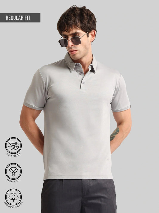Basic Plain Silver Grey Half Sleeve Polo T-Shirt