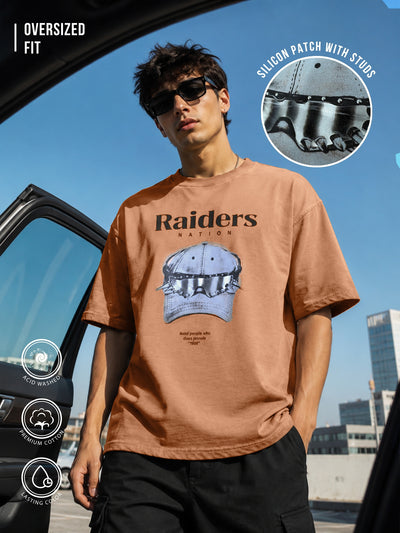 AcidWash Raider Mustard Half Sleeve T-Shirt