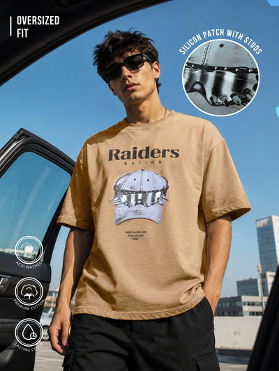 AcidWash Raider Mustard Half Sleeve T-Shirt