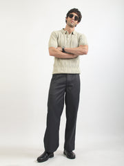 Willow Weave Biscuit Flatknit Cotton Half Sleeve Polo T-Shirt