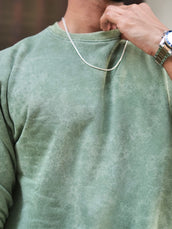 Rugged Acid Wash Hunter Green Full Sleeve Sweatshirt
