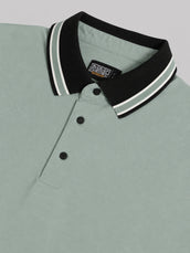 Aqua Green Contrast Half Sleeve Polo T-Shirt