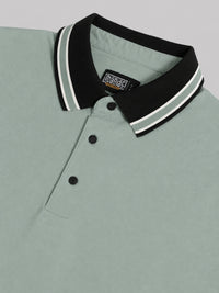 Aqua Green Contrast Half Sleeve Polo T-Shirt