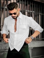 Elliot Cargo Knit White Lycra Full Sleeve Shirt