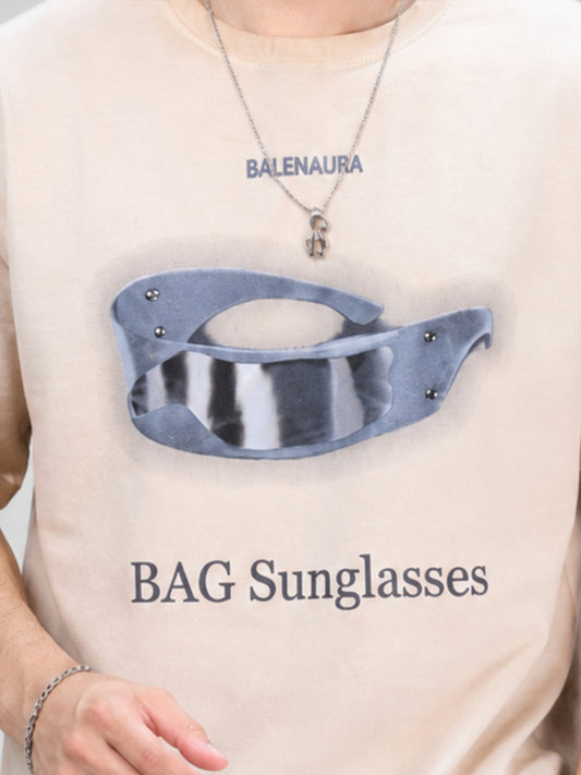 AcidWash Sunglass Biscuit Half Sleeve T-Shirt