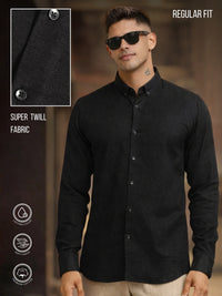 Super Twill Black Full Sleeve Shirt