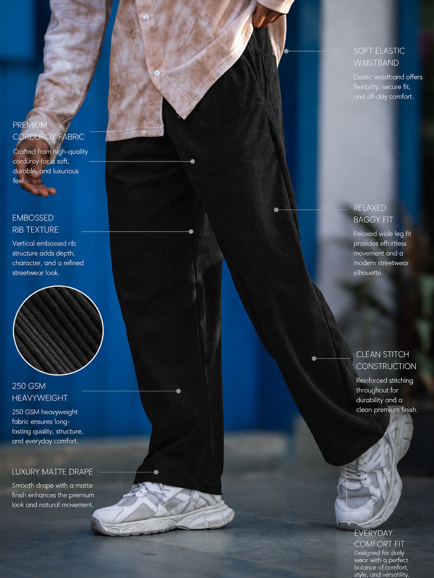 Baggy Fit Black Corduroy Pant – ManiacLife.com