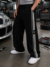 Cairo Strip Black Baggy Fit Trackpant