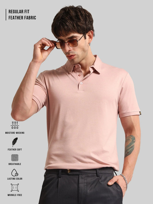 Basic Plain Light Orange Half Sleeve Polo T-Shirt