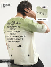 Life Fully Green, Cream Half Sleeve T-Shirt