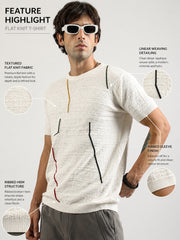 Linear Ripple White FlatKnit Half Sleeve T-Shirt