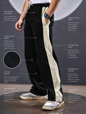 Black cordpanel track pants for men - view 3
