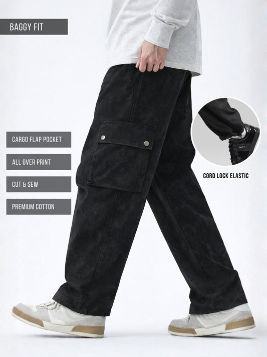 Drift AOP Black Baggy Fit Cargo