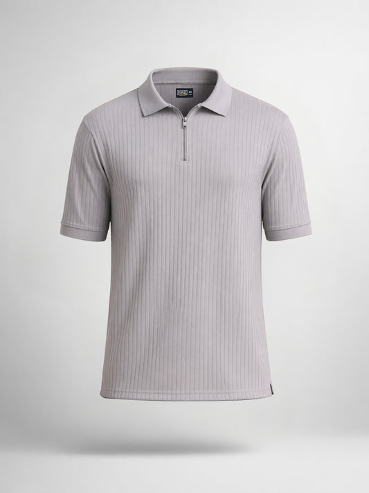 DropKnit Light Grey Polo Half Sleeve T-Shirt