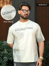 Disruptive Spray Cream Half Sleeve T-Shirt