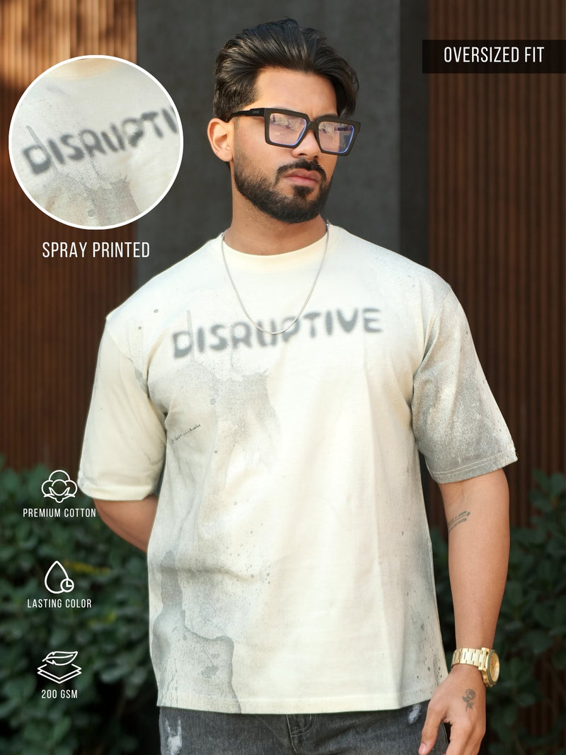 Disruptive Spray Cream Half Sleeve T-Shirt