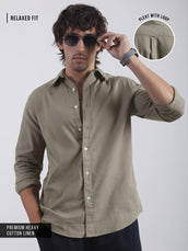 Cotton Linen Tan Full Sleeve Shirt