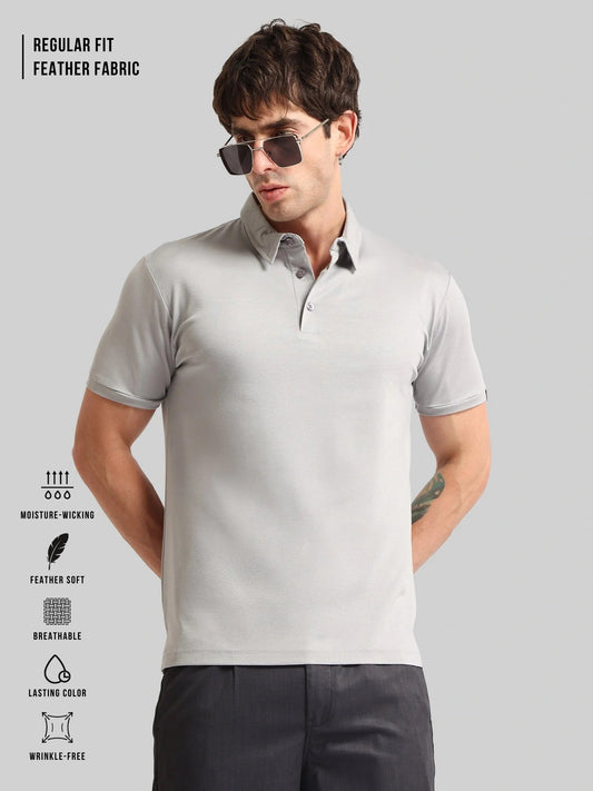 Basic Plain Silver Grey Half Sleeve Polo T-Shirt