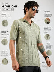 Everest Braid Flatknit Cotton Polo T-Shirt – Pista Green
