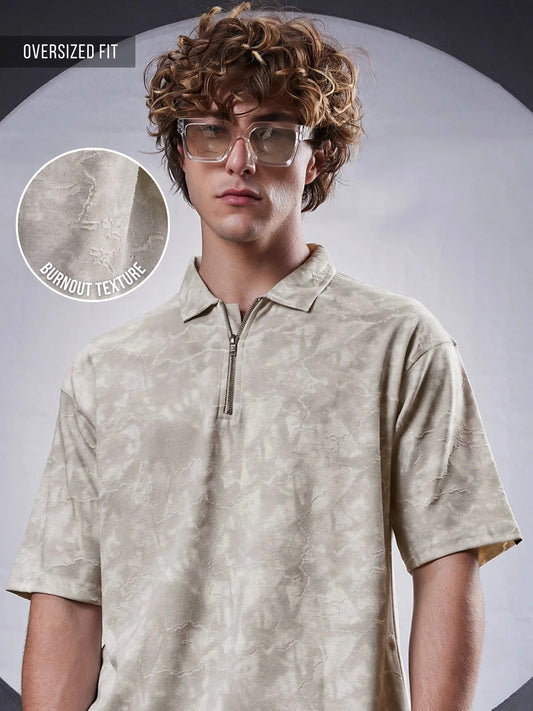 Burnout Grey Polo T-Shirt