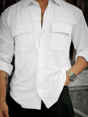 Elliot Cargo Knit White Lycra Full Sleeve Shirt