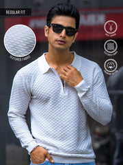 Imperial White Full Sleeve Polo T-Shirt