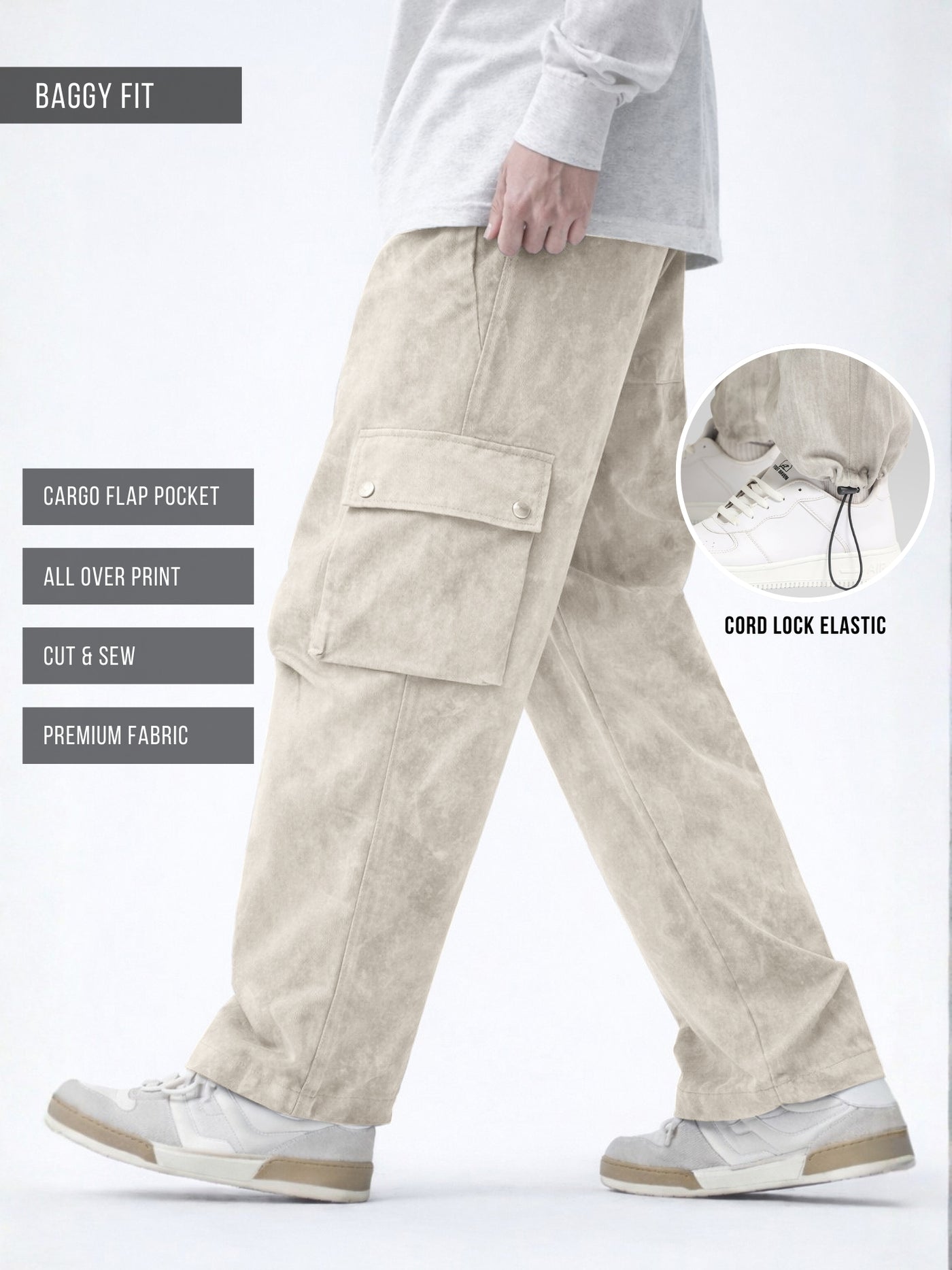 Grey Drift AOP Cargo