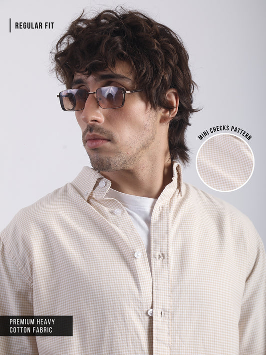 Mini Checks Beige Full Sleeve Shirt