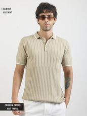 Biscuit Stockholm Flat-Knit Half Sleeve Polo T-Shirt
