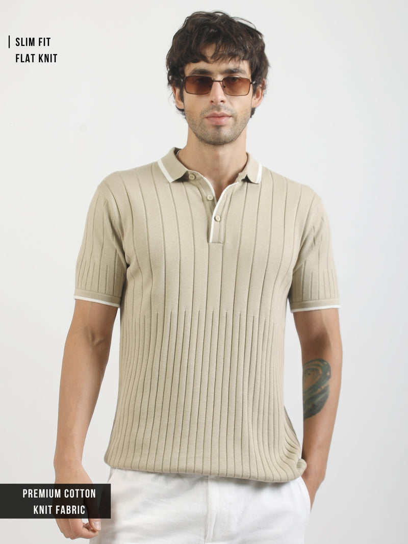 Biscuit Stockholm Flat-Knit Half Sleeve Polo T-Shirt