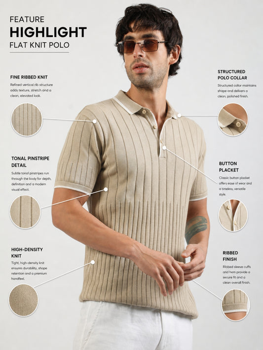 Biscuit Stockholm Flat-Knit Half Sleeve Polo T-Shirt