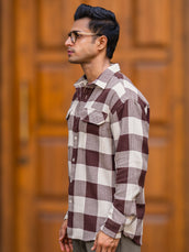 Herringbone Maroon Full Sleeve Shirt