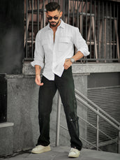 Elliot Cargo Knit White Lycra Full Sleeve Shirt